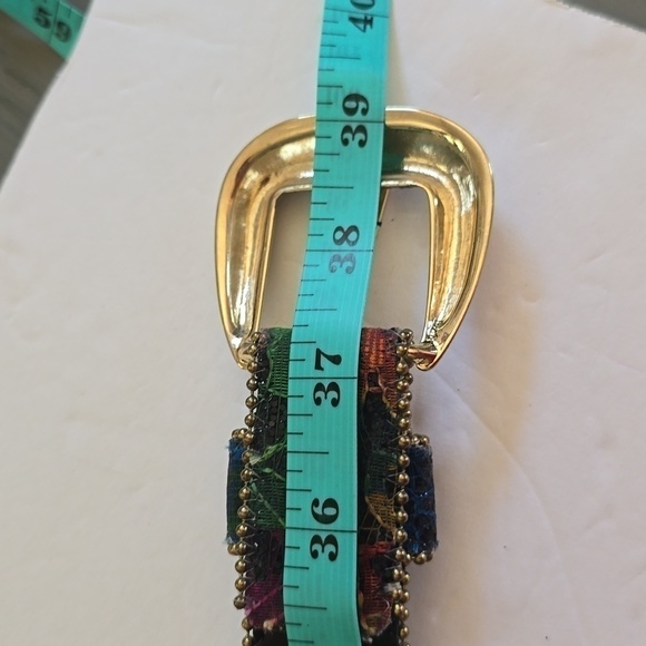 Womens Multi-Color Vintage Gem Belt Gold Buckle Sz.Medium/LARGE main image 8